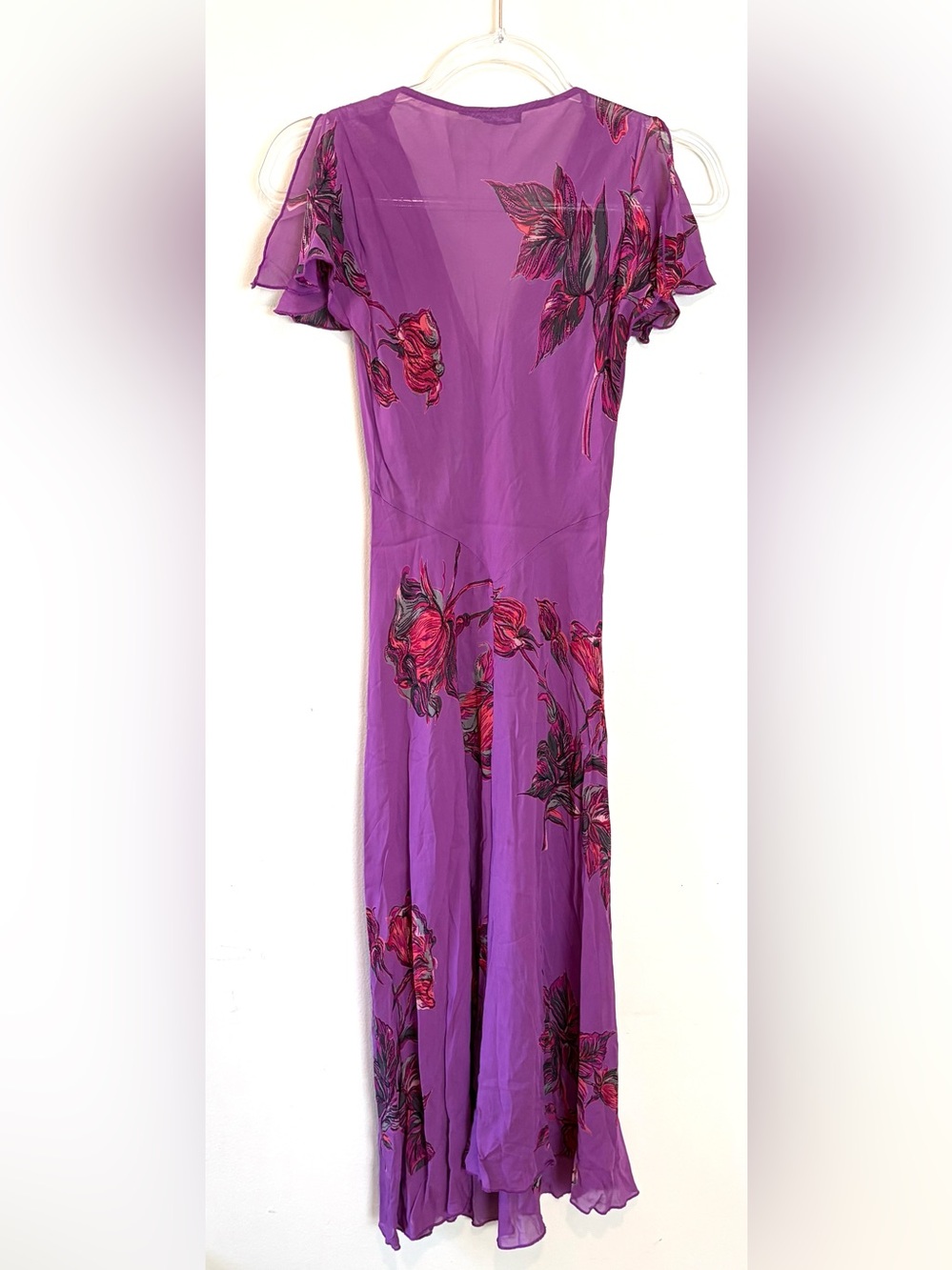 Vintage 90s Y2K Betsey Johnson sheer purple floral maxi dress - Picture 7 of 9